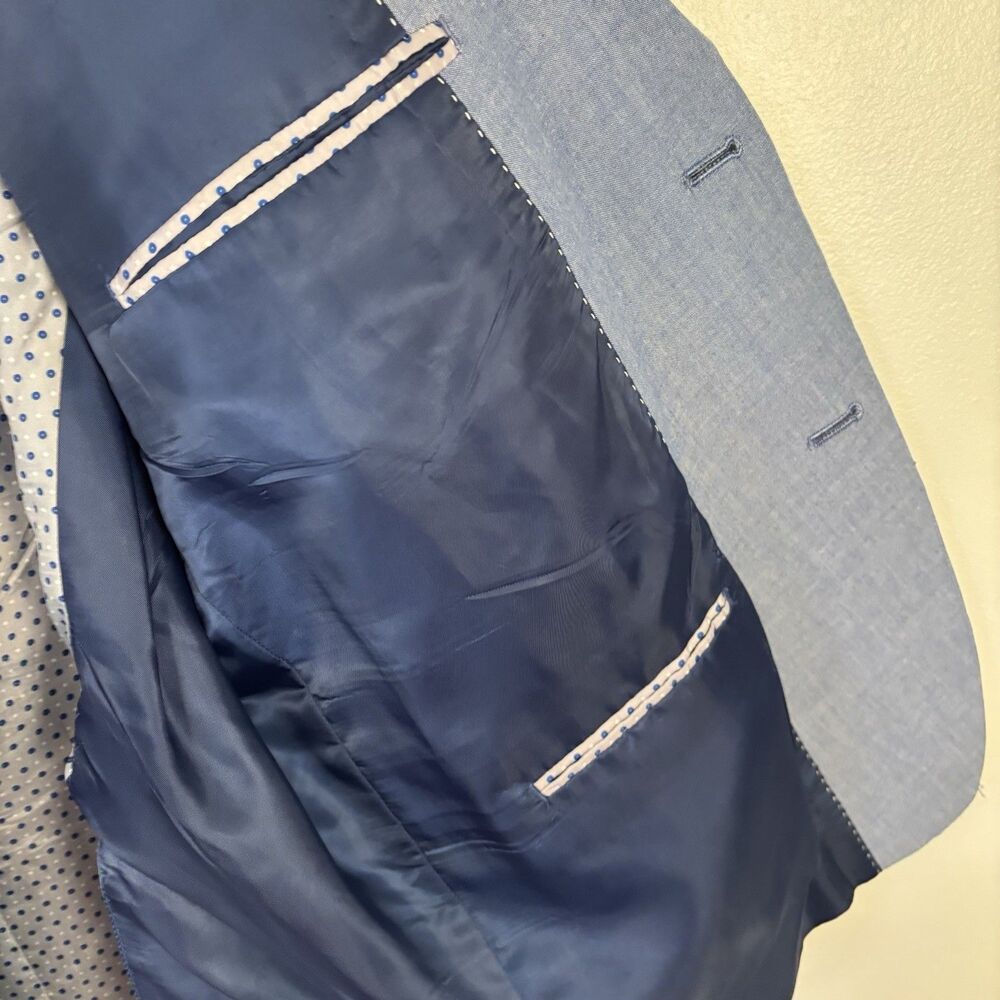 Tommy Hilfiger 46R Blue 100% Cotton Two Button Blazer Sport Coat Jacket FLAWED - Picture 3 of 11